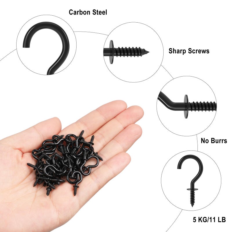 RELBRO 1/2 Inch Small Screw Hooks, Mini Metal Twist in Hooks, Black, 100 Pcs - Image 4