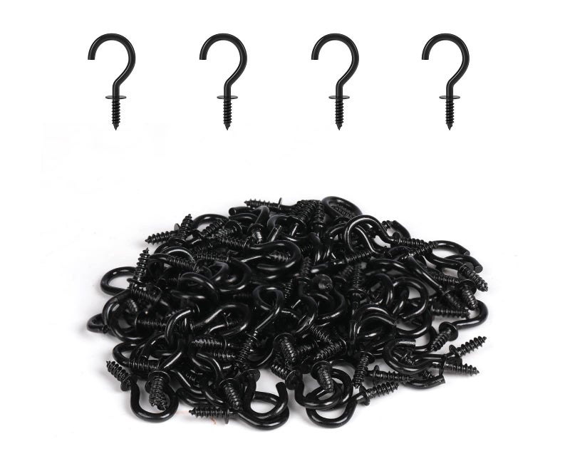 RELBRO 1/2 Inch Small Screw Hooks, Mini Metal Twist in Hooks, Black, 100 Pcs - Image 1