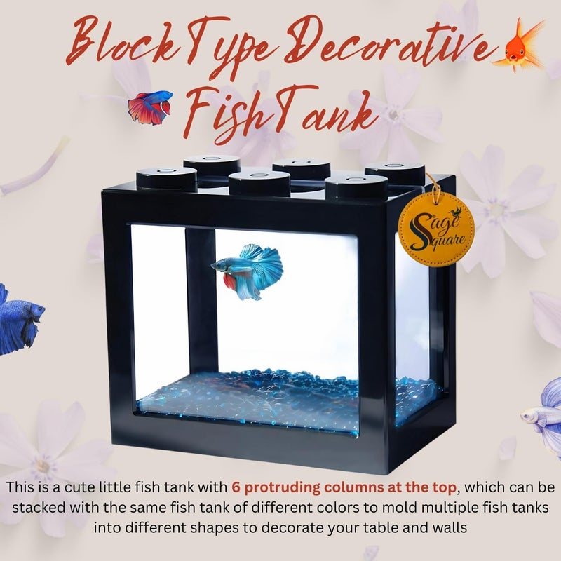 Sage Square حوض سمك بيتا – مثالي للمساحات الصغيرة، تصميم متين وأنيق للمبتدئين ومربي الأسماك ذوي الخبرة، حوض سهل الصيانة لسمك بيتا، مثالي للمنزل أو المكتب (عبوة من 3) - Image 3