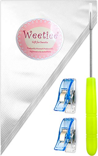 Weetiee Tipless Piping Bags  100pcs 12Inch Disposable Piping Pastry Bag for Royal IcingCookies Decorating  Best Frosting Icing Bags CookieCake Decorating Tools  Bonus 2 Clips 1 Scriber Needle