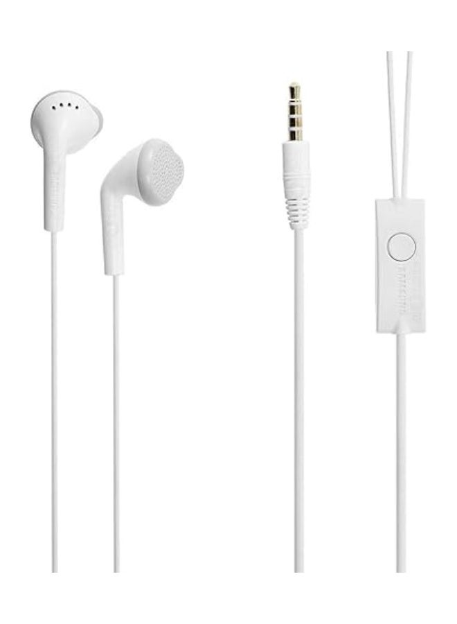 سماعة أذن داخلية سلكية مع مايكروفون أبيض