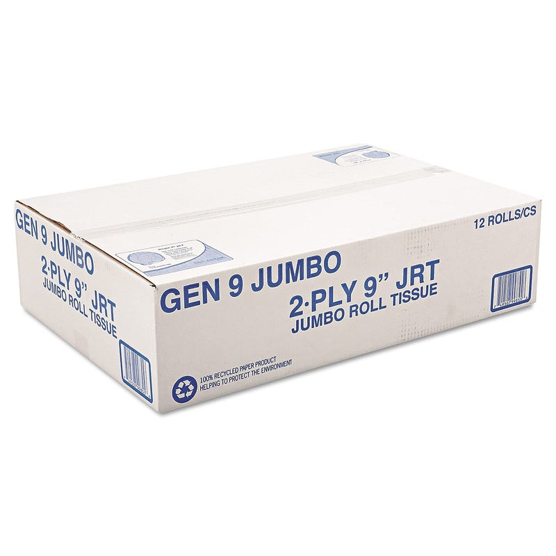 General Supply 9JUMBO Jumbo Roll Bath Tissue, 2-Ply, 9", White (Case of 12) - Image 3