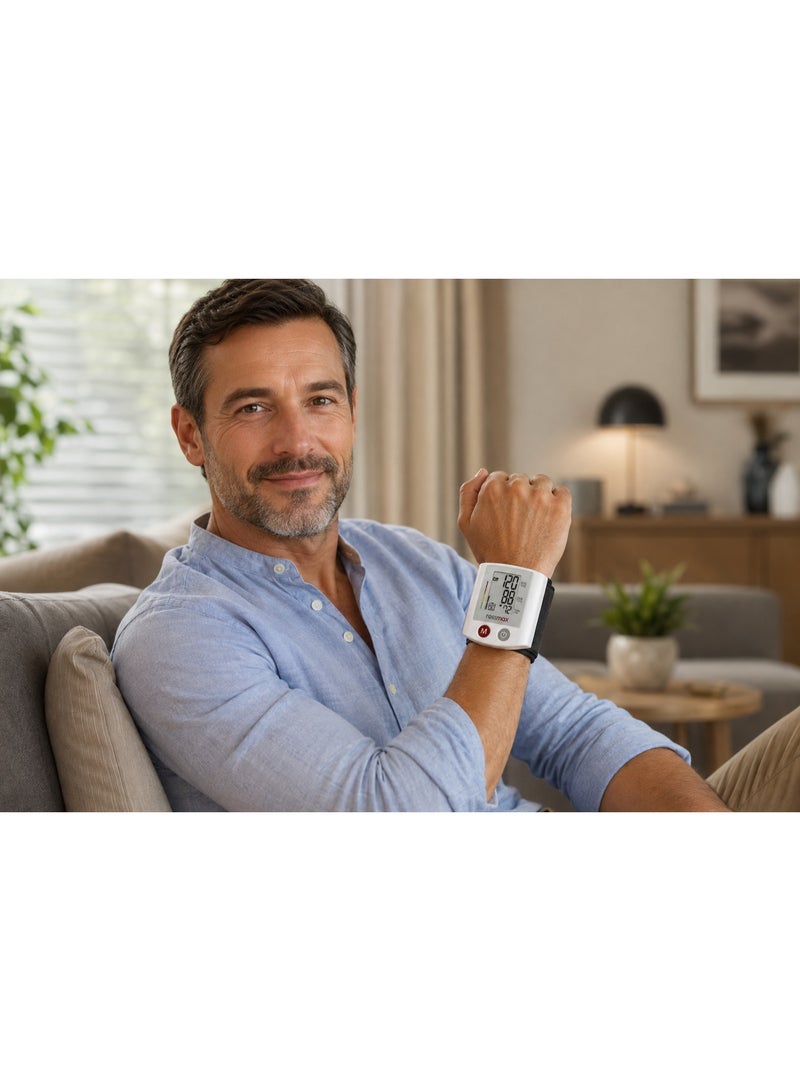 Rossmax S150 Digital Wrist Blood Pressure Monitor with SmartSense Technology & 60 Memory Slots - White & Black (1 Piece) - Image 4