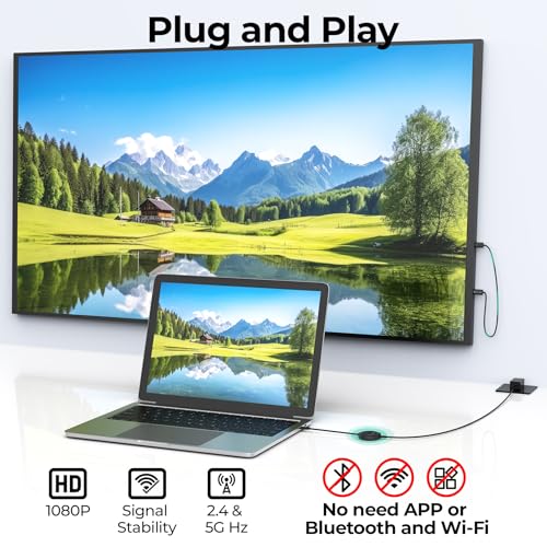 SUIDEK Wireless HDMI Display Dongle Adapter with PD3.0 100W, 4K Decode 1080P@60Hz Output,98FT/30M USB-C to HDMI Transmitter and Receiver Stream Video from Laptop/PC/Smartphone to TV/Projector/Monitor - Image 2