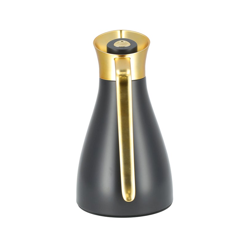 Dallaty grey steel vacuum flask with matt golden handle 1L - Image 3