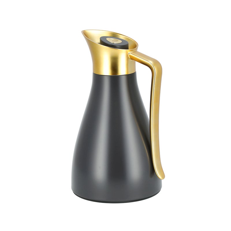 Dallaty grey steel vacuum flask with matt golden handle 1L - Image 2