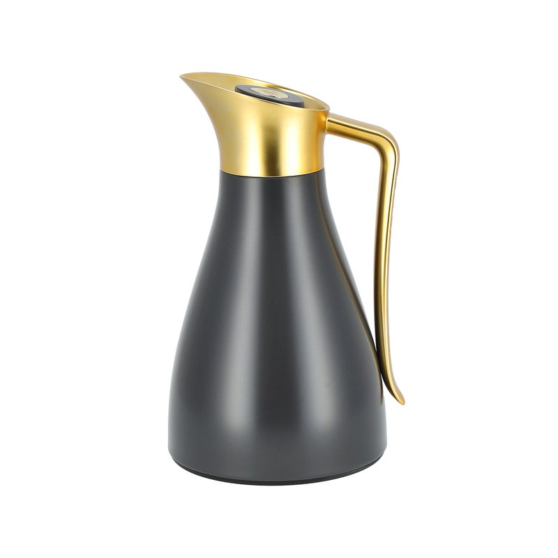 Dallaty grey steel vacuum flask with matt golden handle 1L - Image 1