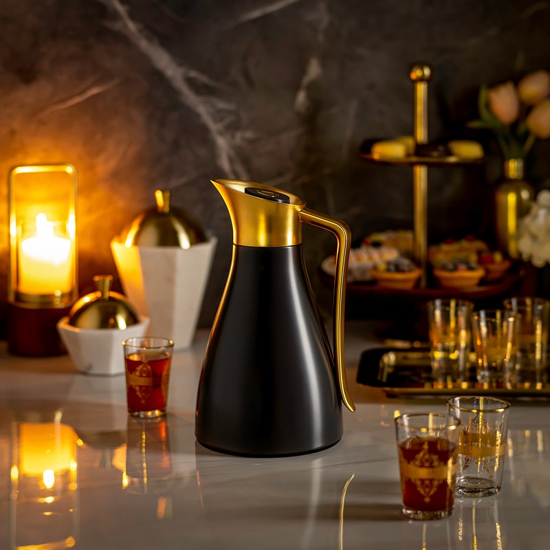 Dallaty grey steel vacuum flask with matt golden handle 1L - Image 5