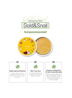 آي إن ليب لاصقات العين من eyeNlip Gold & Snail Hydrogel - قناع مرطب تحت العين لعلاج انتفاخات العين والخطوط الدقيقة والهالات السوداء - العناية بالبشرة الكورية (60 لاصقة)  - Image 2