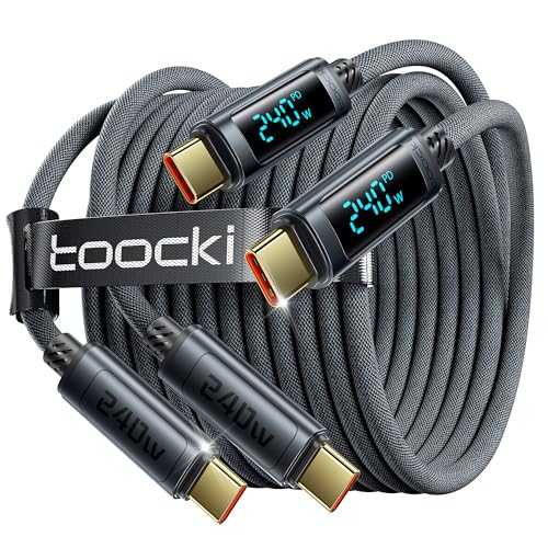 toocki USB C Cable [2Pack,6.6ft] 240W Fast Charging Cord with LED Display Compatible with iPhone 17 16 15 Pro Plus Pro Max Air, iPad Pro, Samsung Galaxy S25 S24, Switch, MacBook Air, Pixel - Image 1