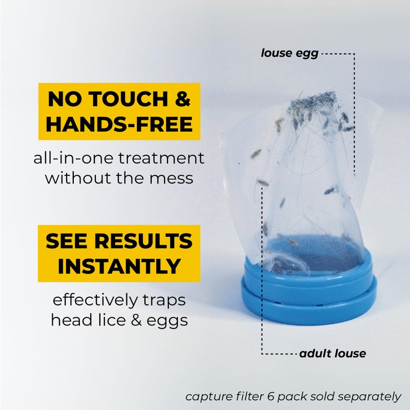 V-Comb A1 Rechargeable Chemical-Free Lice Removal Electric Comb, Pack of Refill Filters, Natural Head Lice Solution for Children & Adults, Electric Lice Vacuum Comb, for All Hair Types, Gentle Lice Care - Image 4