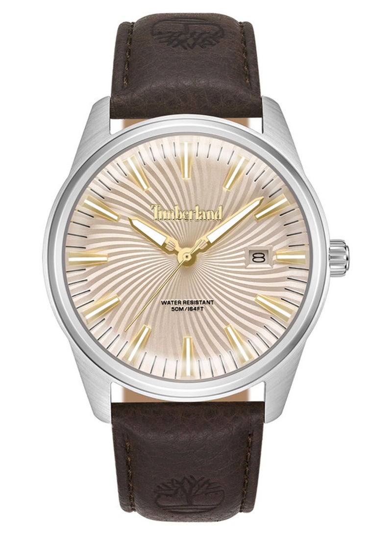 Timberland Men Birch Road Silver Dial Leather Strap Analog Watch for Men, 45mm - Image 1