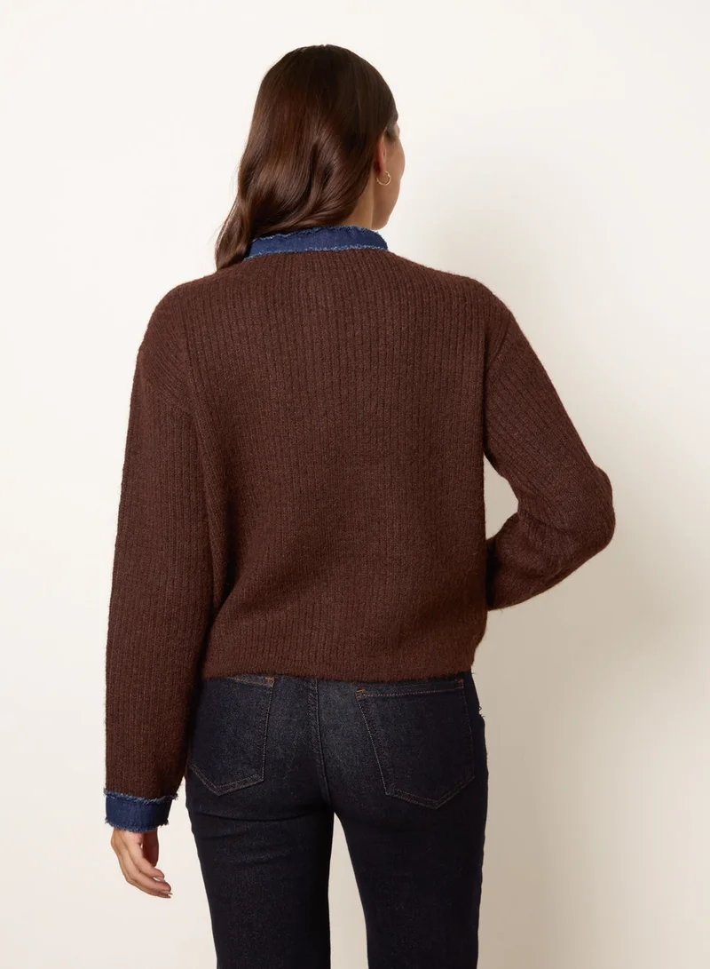 بلو فانيلا Denim Mix Cardigan