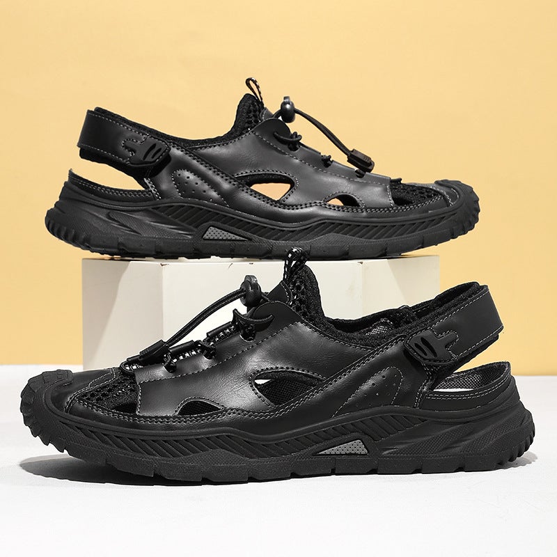 Fashionable Retro Men'S Sandals, Summer Breathable Mesh Thick-Soled Non-Slip Outdoor Beach Shoes, Trendy And Versatile Style - Image 4