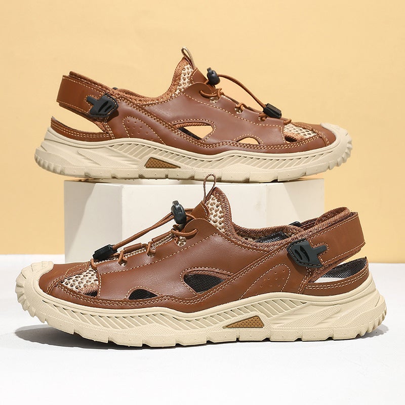 Fashionable Retro Men'S Sandals, Summer Breathable Mesh Thick-Soled Non-Slip Outdoor Beach Shoes, Trendy And Versatile Style - Image 5