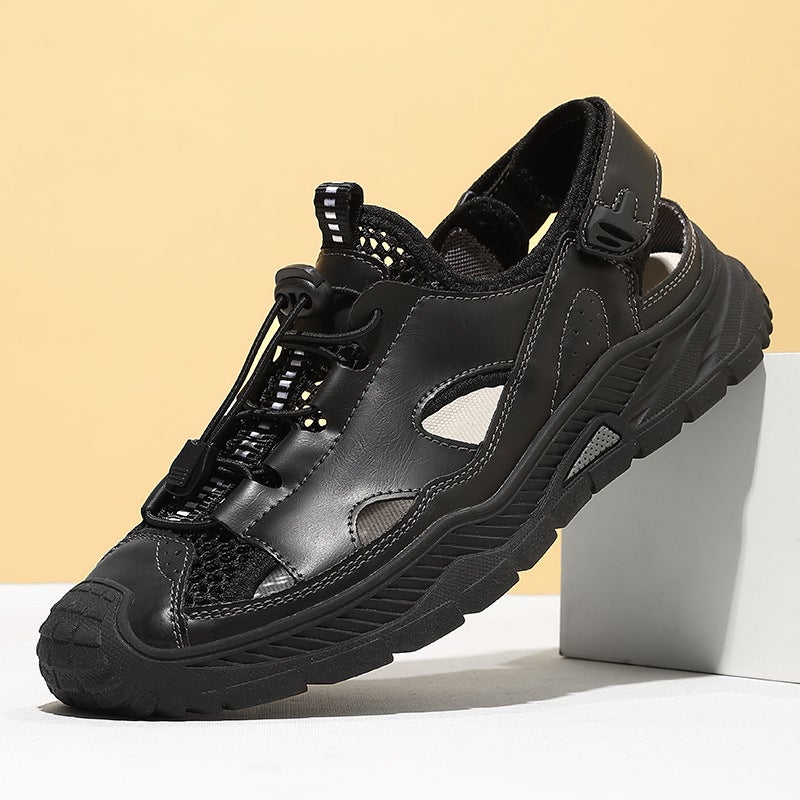 Fashionable Retro Men'S Sandals, Summer Breathable Mesh Thick-Soled Non-Slip Outdoor Beach Shoes, Trendy And Versatile Style - Image 3