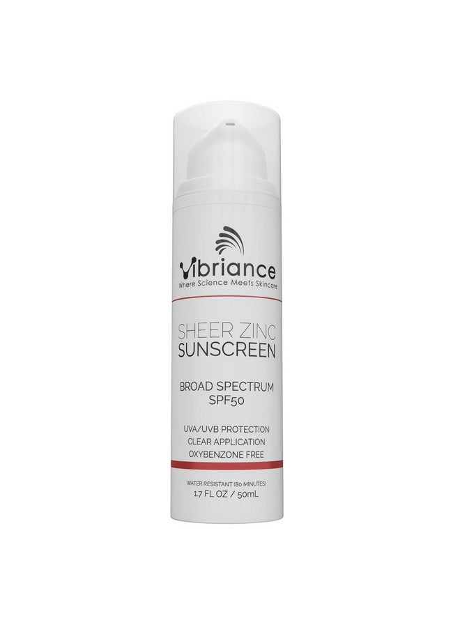 Vibriance واقي شمس للوجه من الزنك الشفاف SPF 50 مناسب للبشرة الحساسة تجديد البشرة واقي شمس أكسيد الزنك الشفاف للوجه والعنق طيف واسع 1.7 أونصة سائلة (50 مل) - Image 1
