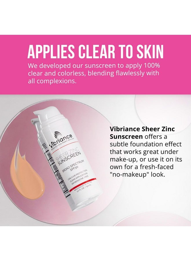 Vibriance واقي شمس للوجه من الزنك الشفاف SPF 50 مناسب للبشرة الحساسة تجديد البشرة واقي شمس أكسيد الزنك الشفاف للوجه والعنق طيف واسع 1.7 أونصة سائلة (50 مل) - Image 5