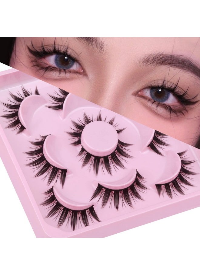 ALICROWN HAIR - Cosplay Eyelashes Doll Anime Lashes Mink Japanese Spiky Manga Natural False Eyelashes Wispy Long Thick Ruffle Fake Eye Lashes 5 Pairs - Image 1