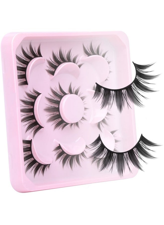 ALICROWN HAIR - Cosplay Eyelashes Doll Anime Lashes Mink Japanese Spiky Manga Natural False Eyelashes Wispy Long Thick Ruffle Fake Eye Lashes 5 Pairs - Image 1