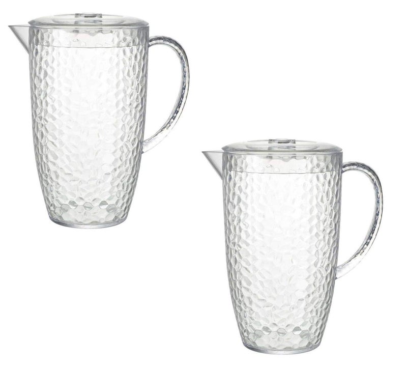 Bello Dimple Clear Plastic 2 Litre Picnic Water Jug Pitcher with Lid 2