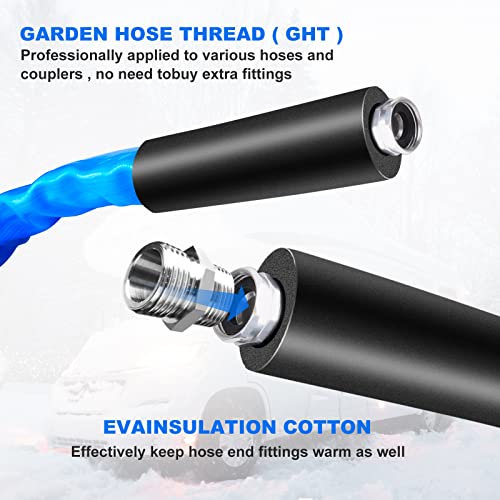 Dexepe 100 FT Upgraded Heated Water Hose with Storage Bag 5/8 Inch Inner Diameter with Energy Saving Thermostat Withstand Temperatures Down to -45°F Compatible with RV/Camper/Home/Garden - Image 4