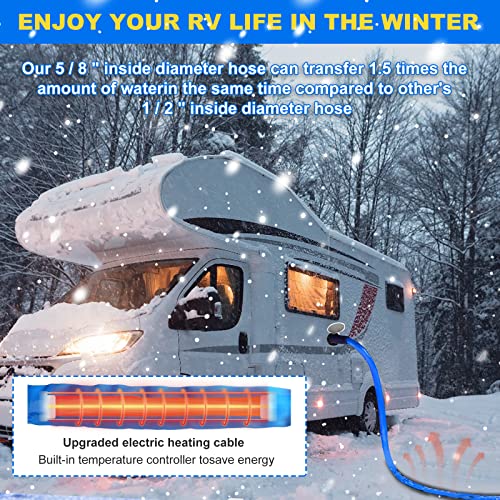 Dexepe 100 FT Upgraded Heated Water Hose with Storage Bag 5/8 Inch Inner Diameter with Energy Saving Thermostat Withstand Temperatures Down to -45°F Compatible with RV/Camper/Home/Garden - Image 2