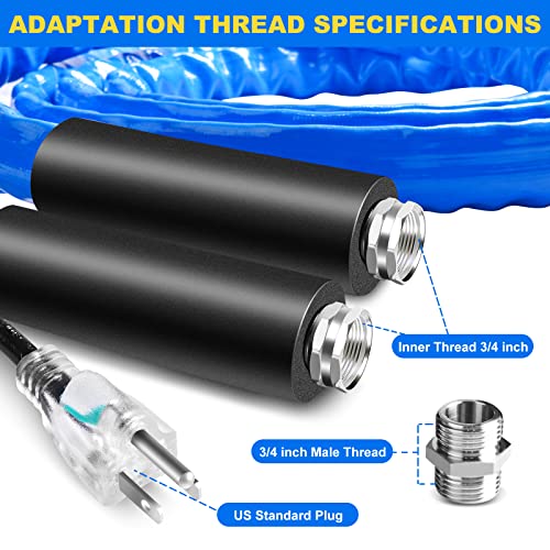 Dexepe 100 FT Upgraded Heated Water Hose with Storage Bag 5/8 Inch Inner Diameter with Energy Saving Thermostat Withstand Temperatures Down to -45°F Compatible with RV/Camper/Home/Garden - Image 5
