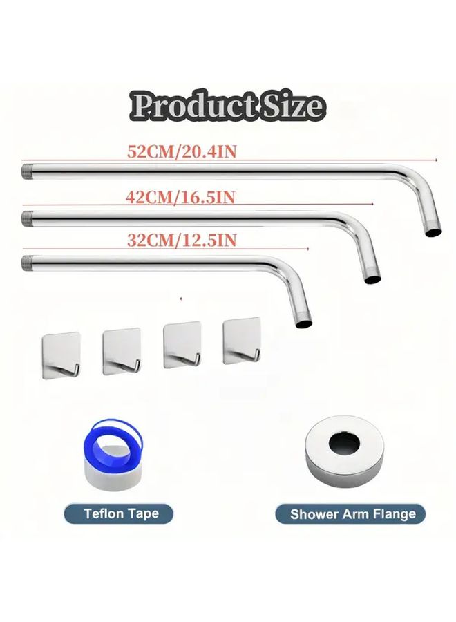 Stainless Steel Shower Extension Arm 32cm Chrome Plated L Shaped Bracket With Flange Hooks And Teflon Tape For Bathroom Shower Head - Image 3