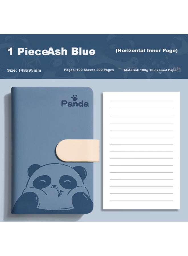 Ujia Panda Mini Notebook A6 - Portable Diary & Cute Cartoon Stationery, Pocket Notebook with Horizontal Lines, Gray-blue, Customizable for  Businesses - Image 2