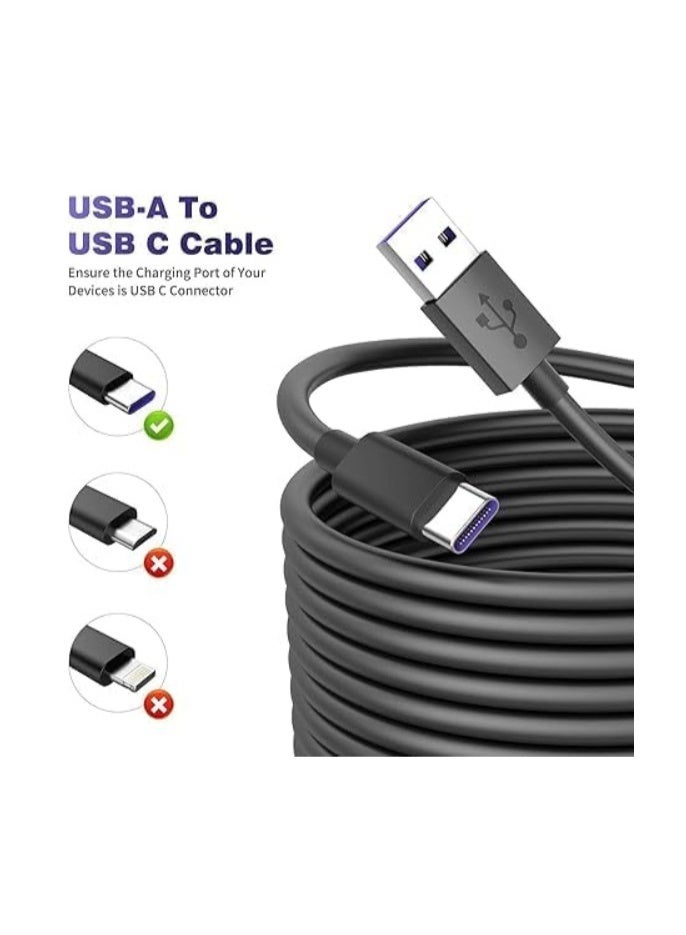 Reacon USB A to USB C Long Power Extension Cable 5M – Durable Charging Cord for Indoor/Outdoor Security Cameras, Compatible with Mi Camera 2K, CCTV, Mini 2, Eufy Cam – Includes Wire Clips & Cable Nails - Image 2
