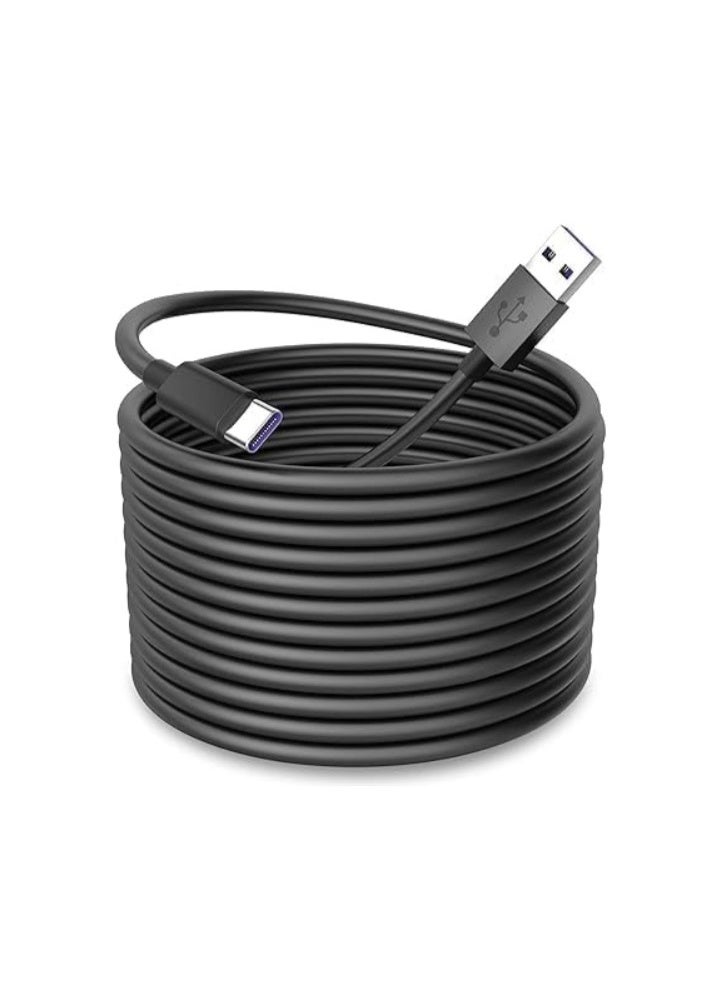 Reacon USB A to USB C Long Power Extension Cable 5M – Durable Charging Cord for Indoor/Outdoor Security Cameras, Compatible with Mi Camera 2K, CCTV, Mini 2, Eufy Cam – Includes Wire Clips & Cable Nails - Image 1