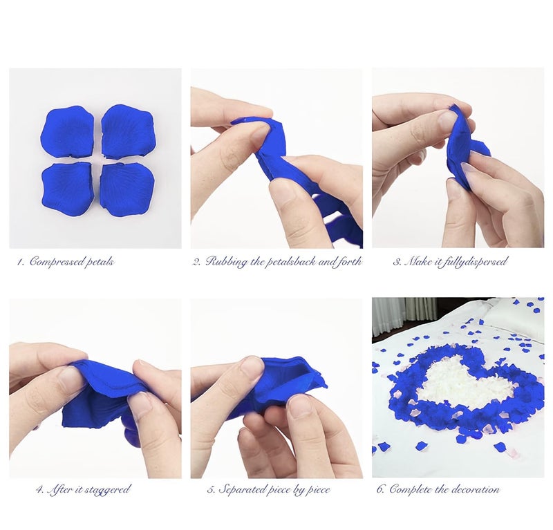enttgo 1000 Pieces Artificial Silk Rose Petals Flower Decoration Wedding Party (Dark Blue) - Image 3