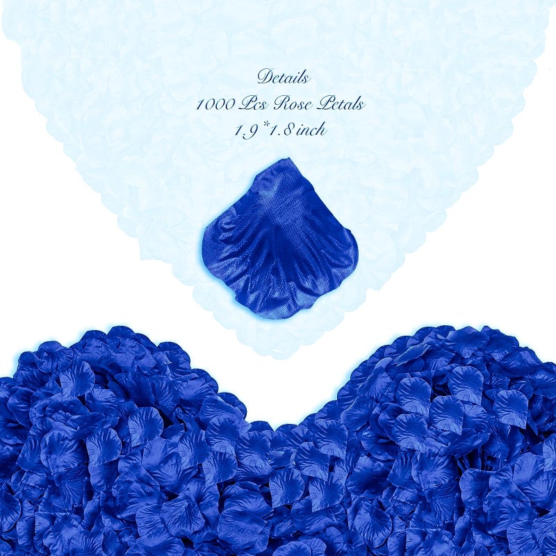 enttgo 1000 Pieces Artificial Silk Rose Petals Flower Decoration Wedding Party (Dark Blue) - Image 2