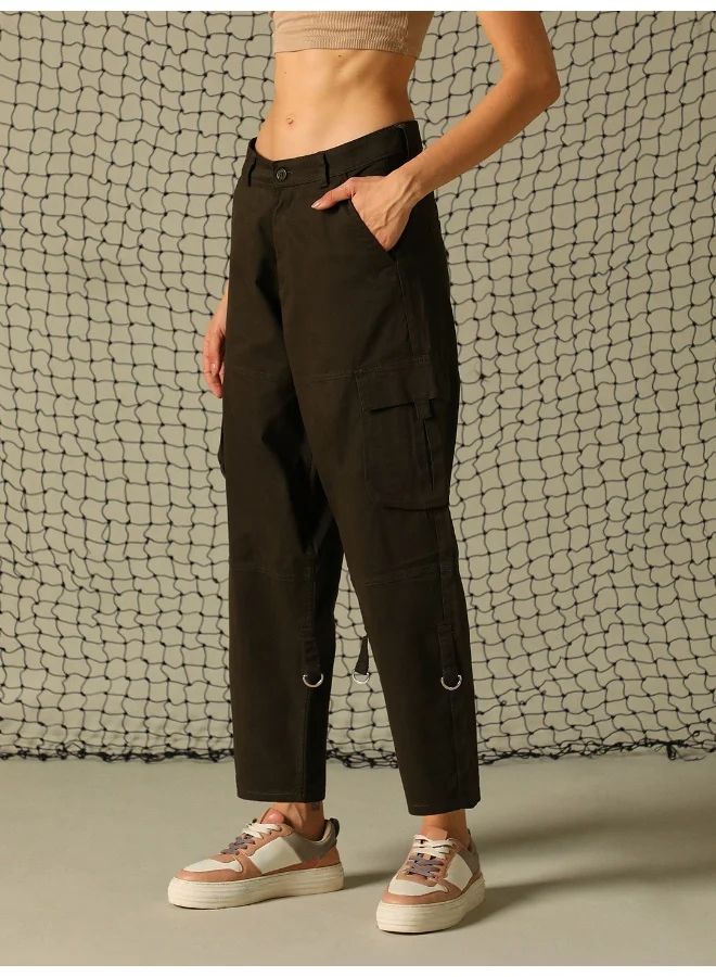 Hubberholme Women’s Carrot Fit Dark Olive Trousers – Stylish and Versatile