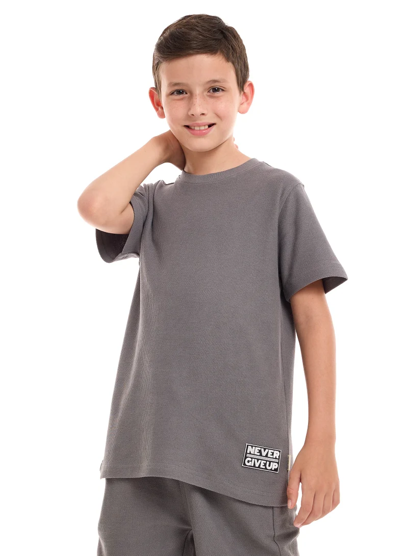 victor and jane Boys 2-Piece Set: T-Shirt & short for (6-12 Years) Grey