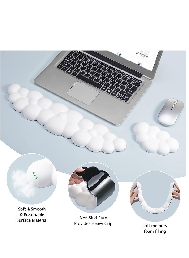 Keyboard Wrist Rest Pad White Cloud Shape Wrist Support Reduce Wrist Pain Non-slip Ergonomic for Computer Laptop Office Home Keyboard not Included  - Image 2