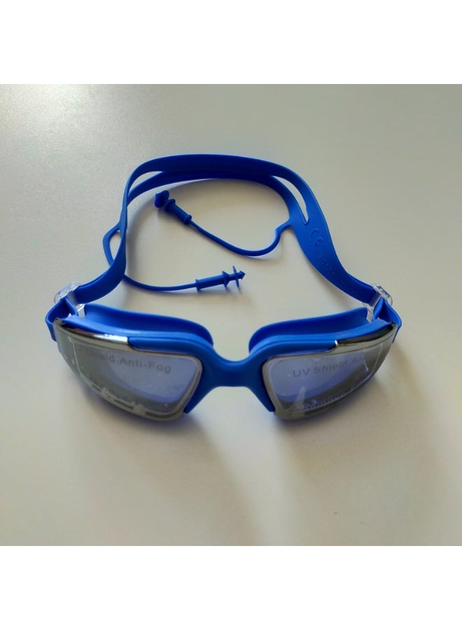 نظارة سباحة مضادة للضباب ومانعة للتسرب وواقية من الأشعة فوق البنفسجية، للنساء والرجال، الكبار والشباب والأطفال، نظارة سباحة عريضة بحزام قابل للتعديل مع سدادات للأذن - Image 1