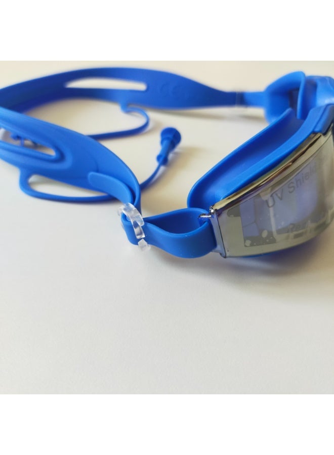 نظارة سباحة مضادة للضباب ومانعة للتسرب وواقية من الأشعة فوق البنفسجية، للنساء والرجال، الكبار والشباب والأطفال، نظارة سباحة عريضة بحزام قابل للتعديل مع سدادات للأذن - Image 5