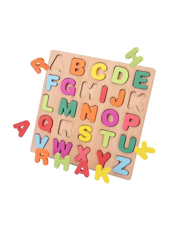 TMRBBesty Wooden Alphabet Puzzle Board ABC, Wooden Puzzle Letters ABC, Wooden Puzzles ABC, Capital Alphabet, Wooden Puzzle Children from 2, Small Size  - Image 1