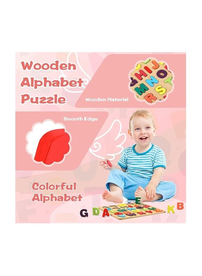 TMRBBesty Wooden Alphabet Puzzle Board ABC, Wooden Puzzle Letters ABC, Wooden Puzzles ABC, Capital Alphabet, Wooden Puzzle Children from 2, Small Size  - Image 4