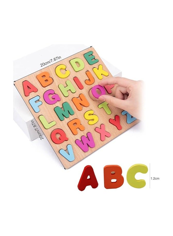 TMRBBesty Wooden Alphabet Puzzle Board ABC, Wooden Puzzle Letters ABC, Wooden Puzzles ABC, Capital Alphabet, Wooden Puzzle Children from 2, Small Size  - Image 2
