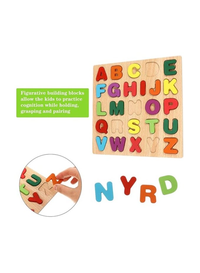 TMRBBesty Wooden Alphabet Puzzle Board ABC, Wooden Puzzle Letters ABC, Wooden Puzzles ABC, Capital Alphabet, Wooden Puzzle Children from 2, Small Size  - Image 3