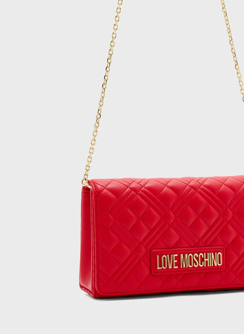 Love Moschino Chain Detailed Flap Over Clutche