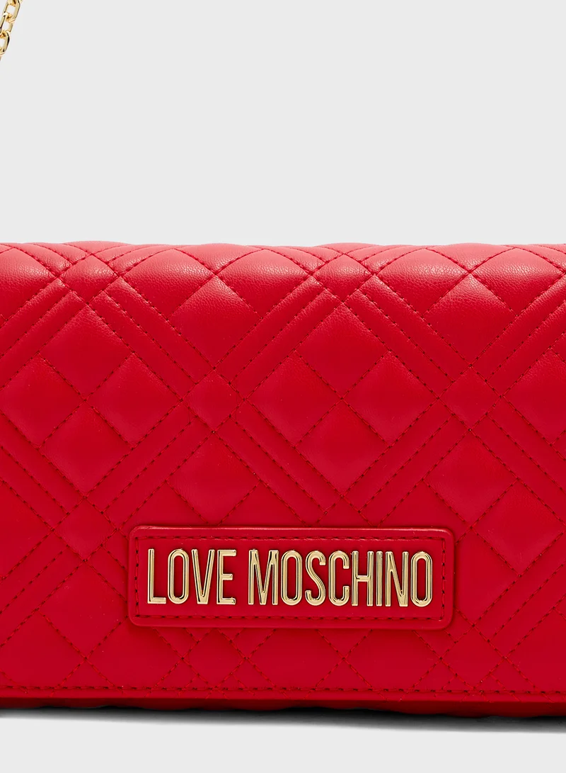 Love Moschino Chain Detailed Flap Over Clutche