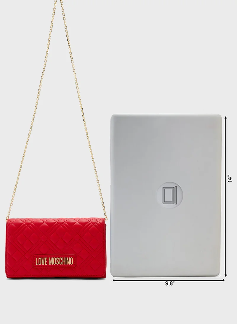Love Moschino Chain Detailed Flap Over Clutche