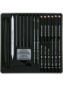 Cretacolor Black Box Charcoal Drawing Set Metal Box 20 Charcoal Drawing Set 