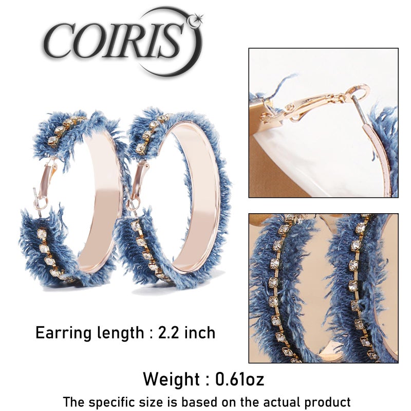 Coiris Bohemian Statement Dangle Earrings for Women Denim Leather Earrings for Women(ER1302-A) - Image 5