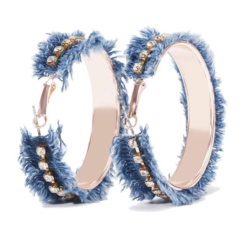 Coiris Bohemian Statement Dangle Earrings for Women Denim Leather Earrings for Women(ER1302-A) - Image 1