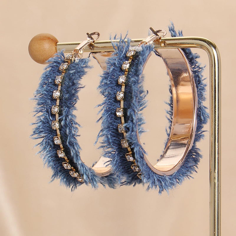 Coiris Bohemian Statement Dangle Earrings for Women Denim Leather Earrings for Women(ER1302-A) - Image 3